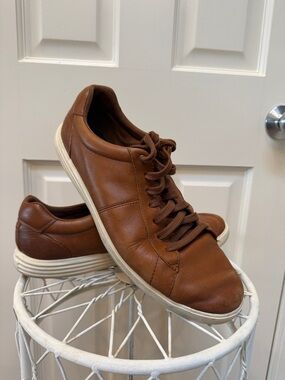 Cole Haan Brown Leather Low-Top Sneakers with White Sole